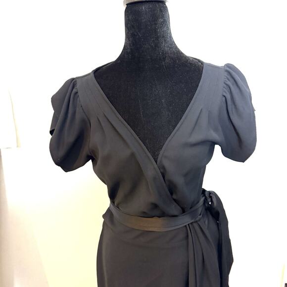 Diane Von Furstenberg Black wrap dress Antoinette Size 10 Short Sleeve - Picture 4 of 7